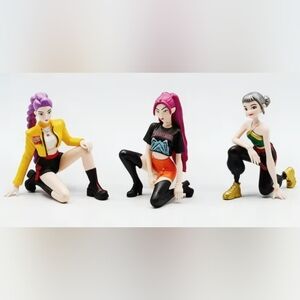 Set of 3 K-pop Demon Hunters Doll Figurines - Bright Pink & Yellow Accents